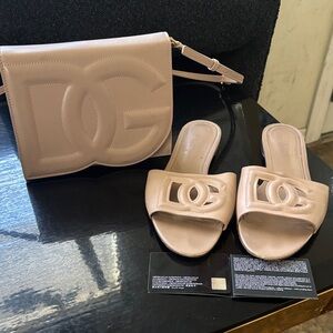 Dolce & Gabbana Nude Slides with Logo